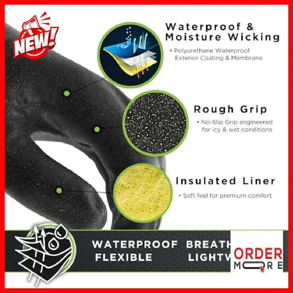 Waterproof Insulated Winter Gloves with Extended Cuff - Large/Medium/X